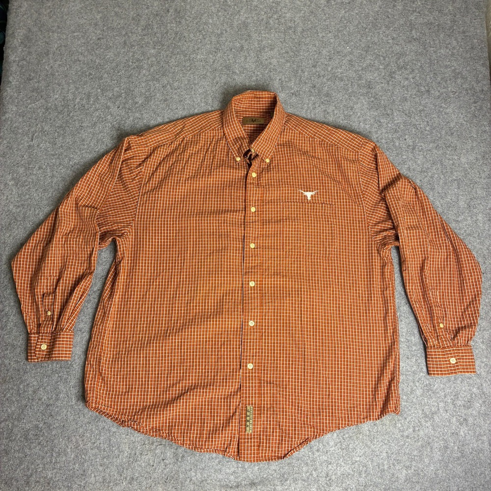 Vesi Sportswear Mens XL Texas Longhorns Burnt Orange Plaid Button Down Shirt